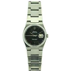    owned Rolex Quartz Oysterdate Mens Black Dial Watch  Overstock