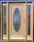 full oval solid wood entry door with rect sidelights returns
