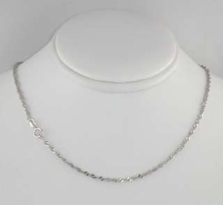 14K Solid White Gold Singapore Chain Necklace 1.3mm 22  