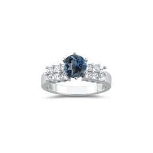  0.84 Cts Diamond & 1.14 Cts London Blue Topaz Ring in 18K 