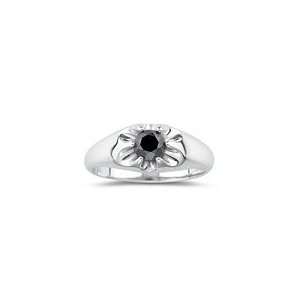 0.79 Ct Black Diamond Mens Solitaire Ring in Silver 8.0 