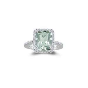  0.26 Cts Diamond & 2.53 Cts Green Amethyst Ring in 14K 