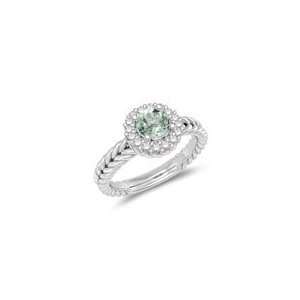  0.16 Cts Diamond & 0.39 Cts Green Amethyst Cluster Ring in 