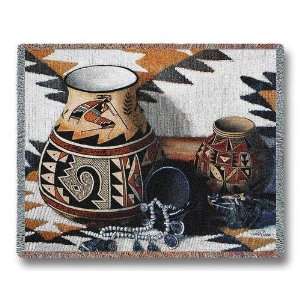   Southwestern Kokopelli Pottery Throw Blanket 53 x 70