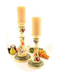 Tuscan Collection Hand painted Candle Holder Set  Overstock