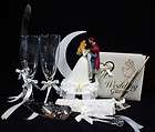   BEAUTY Wedding Cake Topper LOT Glasses knife guest book garter  