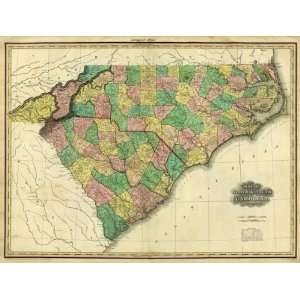  Map of North & South Carolina, 1823: Arts, Crafts & Sewing