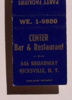 1950s Matchbook Center Bar McDonagh Hicksville NY MB  