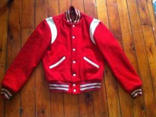   1960s WOOL AND LEATHER VARSITY JACKET SIZE 34 EXTRA SMALL  