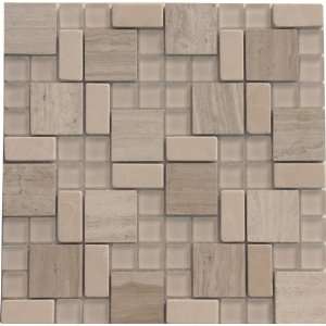 Matt Glass with White and Gray Marble Mosaic Tile Mesh Backed Sheet 12 