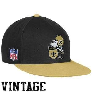  Reebok New Orleans Saints Gold Black Throwback Fitted Hat 