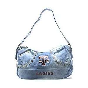    Texas A&M Aggies Denim Zipper Top Handbag 7x13x3