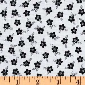  44 Wide Black & White 2012 Flower White/Black Fabric By 