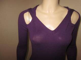   MAXAZRIA CUT OUT LONG SLEEVE SWEATER TOP SIZE S SMALL GRAPE  