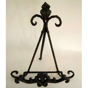  Wrought Iron Plate Stand Easel Rusty Aged: Home & Kitchen