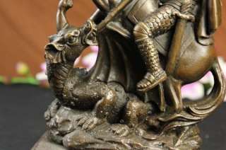 St. George Dragon Slayer Bronze Statue Military Saint Catholic Patron 