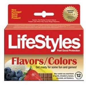 Lifestyles Assorted Flavors Colors Condom Pack 12 Pc 