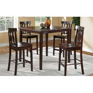   Brown and Dark Oak finish Counter Height Table Set: Furniture & Decor