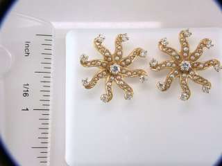   Antique Victorian .80ct Diamond & Pearl 14K Gold Screw Back Earrings