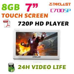   C700SP 7 Touch Screen Media MP5 MP4 Player white 8GB 720P 24H Battery