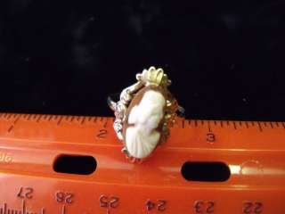 ESTATE VINTAGE HANDMADE OLD SHELL CAMEO RING 7.5 14K UNMARKED HAS BEEN 