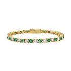   Emerald and Diamond Tennis Bracelet  18K Yellow Gold   1.00 CT TGW