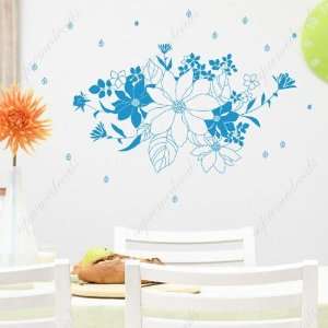 Custom Color   Free Squeegee  Beautiful flowers   removable vinyl art 