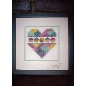  Cupcake Heart, A   Cross Stitch Pattern Arts, Crafts 