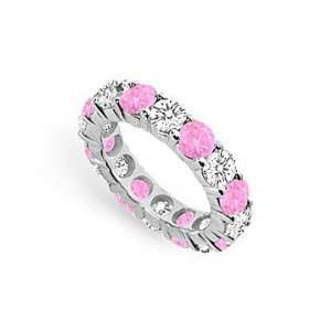  Pink Sapphire and Diamond Eternity Band  14K White Gold 5 