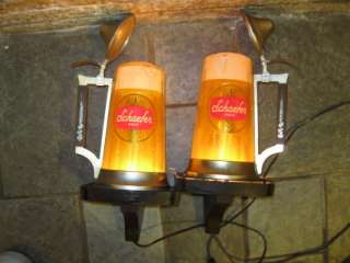Vintage pair of Schaefer lighted bubbling beer mug lamps  
