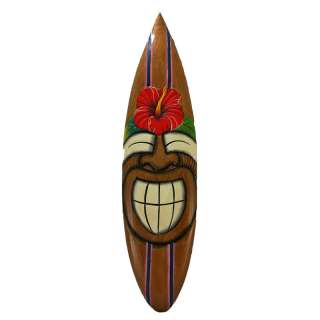   Tiki Surfboard Wood Wall Mask Patio Tropical Bar Decor 40  
