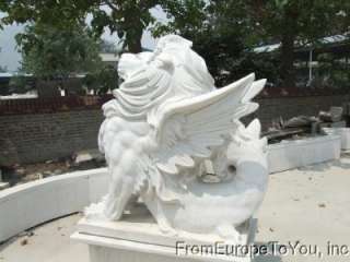 MONUMENTAL HAND CARVED MARBLE GRIFFIN NAUTICAL FOUNTAIN  