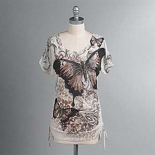 Womens Shirred Sided Butterfly Top  B.L.E.U. Clothing Womens Tops 