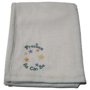 Emerald Baby Fleece Embroidered Baby Blanket   White at 