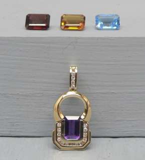 Nice 14k Gold Pendant Diamond and 4 Interchangeable Gemstones  