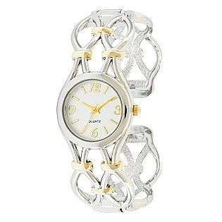   Dress Watch w/Round ST Case, Silver Dial and TT Openwork Bangle Band