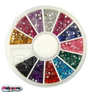 2000 1.5mm Nail Art UV Acrylic Tips Rhinestones Glitters Wheel  