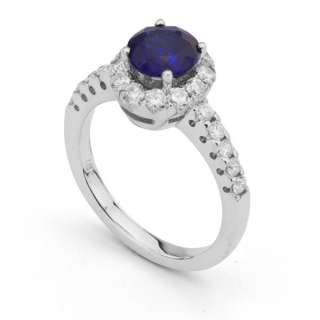   NATURAL SAPPHIRE AND DIAMOND RING 18K WHITE GOLD   