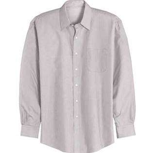 Big Non Iron Button Down Stripe Dress Shirt   Light Grey/White   X 
