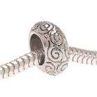 Beadaholique Silver Tone Large Hole Bead With Spiral Swirl Pattern 
