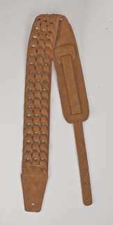 NEW SUEDE GUITAR STRAP BROWN W/ 3 ROWS OF SOFT SUEDE LINKS QUALITY 