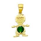 GoldenMine 14K Yellow Gold May CZ Birthstone Boy Charm Pendant for 