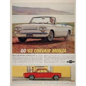  1963 Ad Red White Chevy Corvair Monza Convertible Coupe 