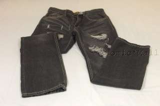 Mens Franky Max Jeans Black Faded Wash Major Destroyed Full Pocket 