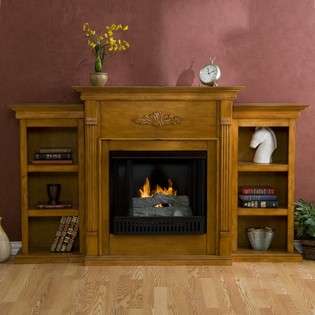 Southern Enterprises Inc. Tennyson Gel Fuel Fireplace with Bookcases 