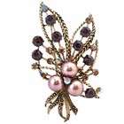 brooch bridemaids bridal bronze pearls with smoked topaz crystals 