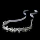   glance fashions silver austrian crystal ivory ribbon headband tiara