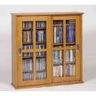   Wall Mounted Media Storage with Sliding Glass Door in Oak Finish