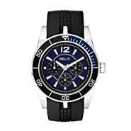 Relic Mens Watch w/ST/Black/Blue Case, Multi Display Dial and Black 