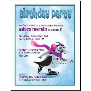    Ice Skating Penguin Birthday Party Invitation Toys & Games